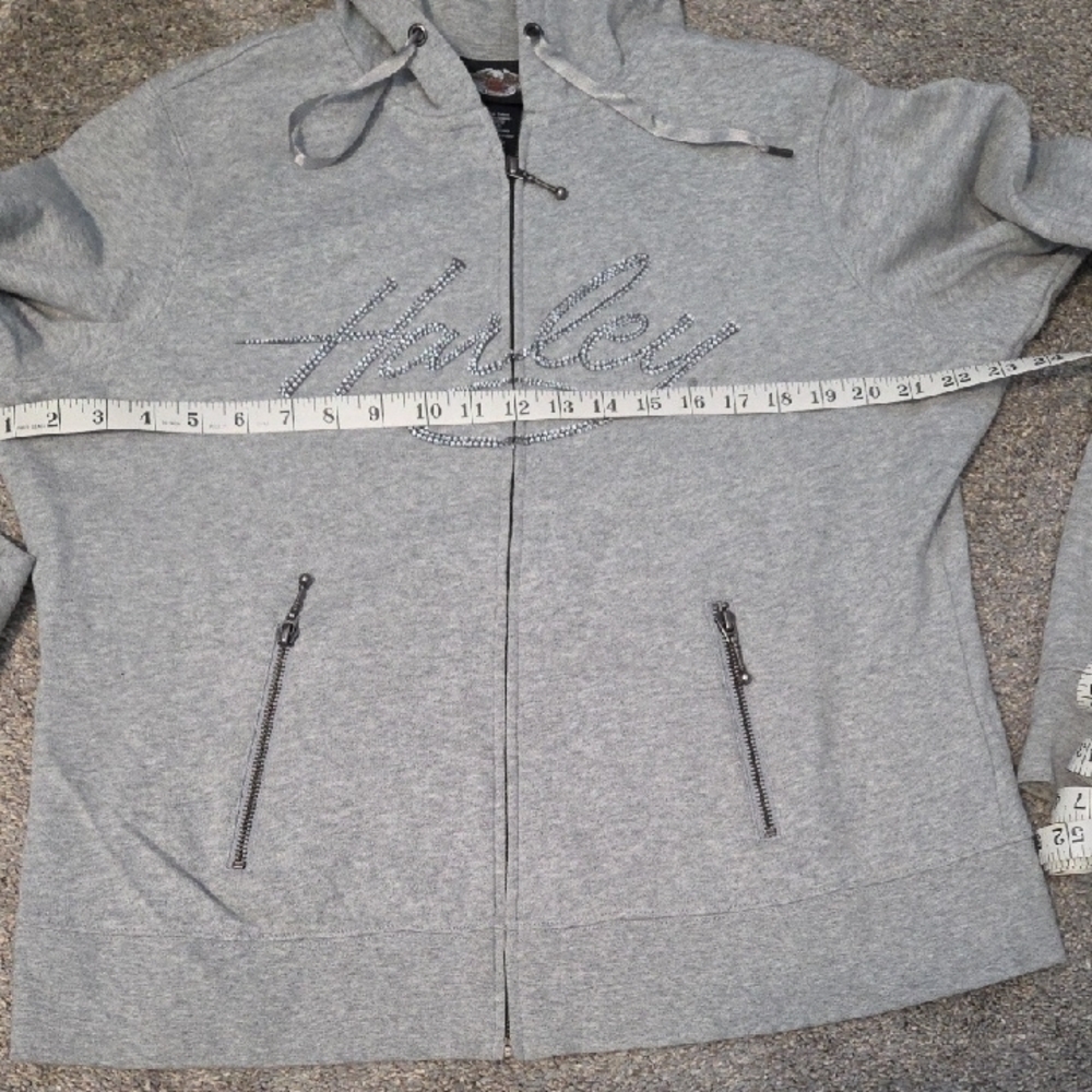 Harley-Davidson Gray Studded Script Zip Hoodie - image 7